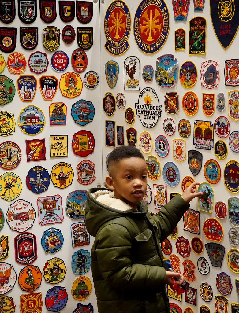 Langston Mckeithen touches the badges